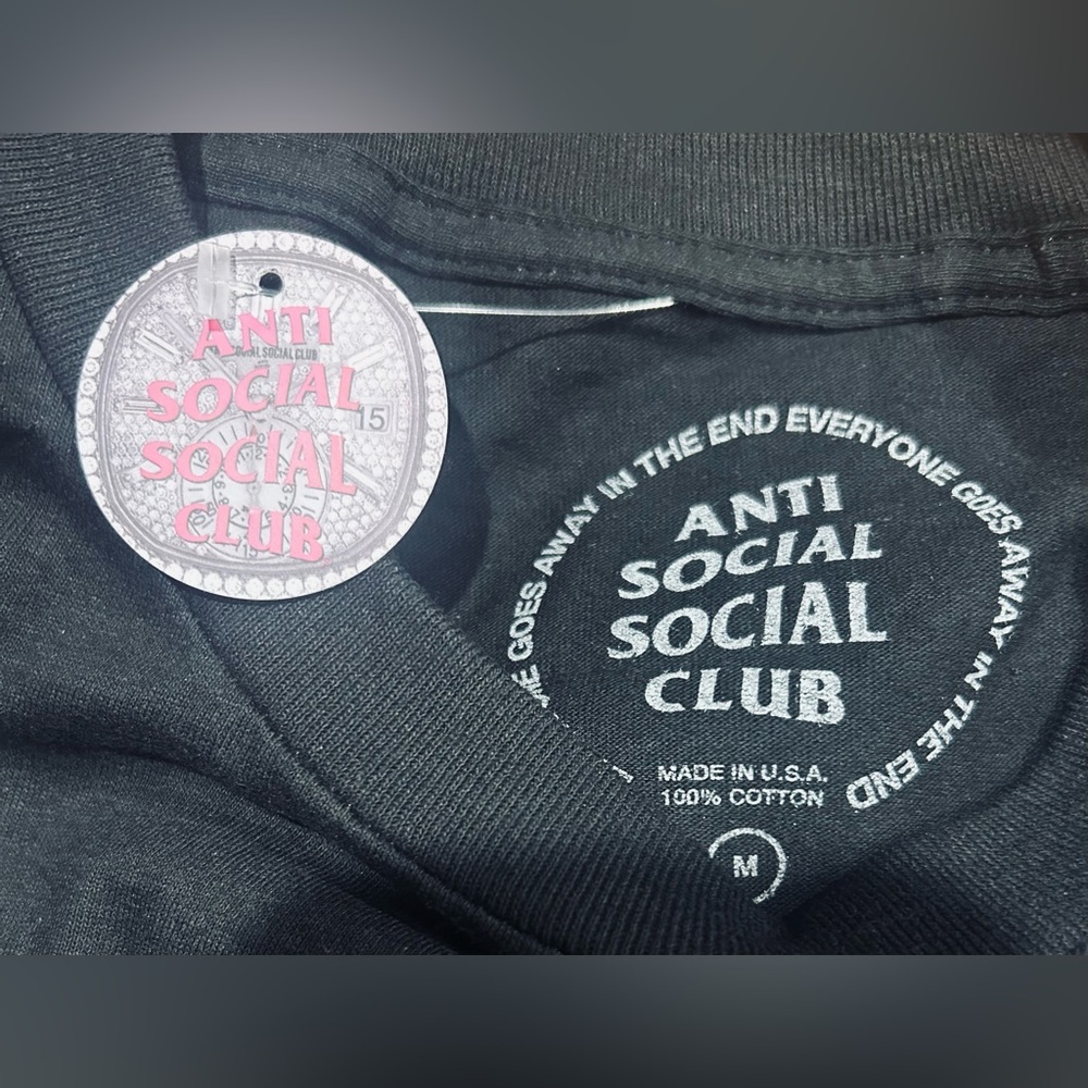 NWT Anti Social Social Club SZ M Black T-shirt w/pink graphics - Picture 5 of 5